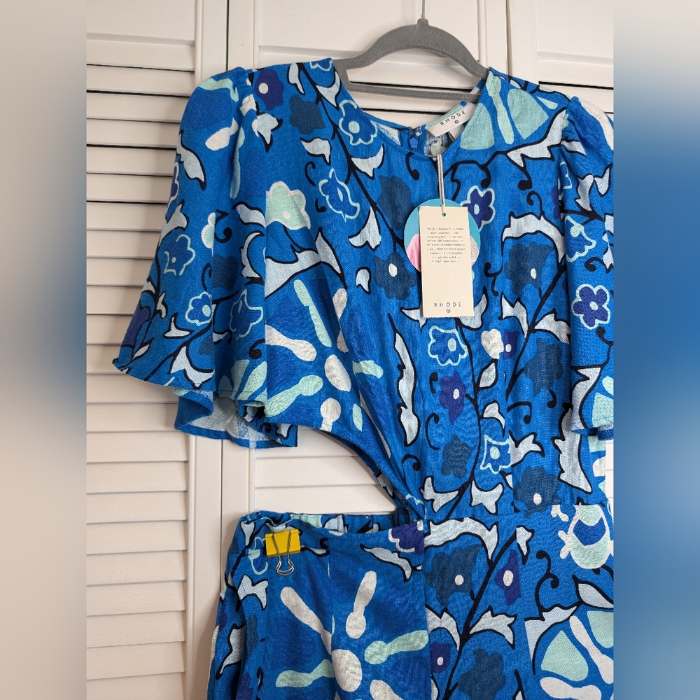 RHODE Blue & Aqua Floral Wide-Leg Jumpsuit - Picture 7 of 15
